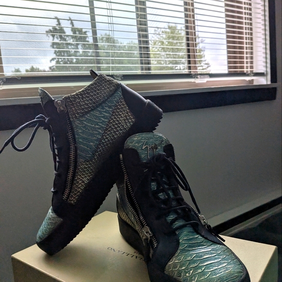 Giuseppe Men's Blue-Teal-Silver High-top Sneakers In PRESTINE CONDITION! - Picture 14 of 14